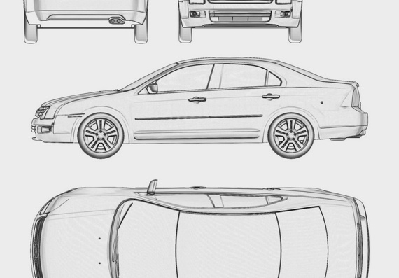 Ford Fusion (2006) (Форд Фьюжен (2006)) - чертежи (рисунки) автомобиля
